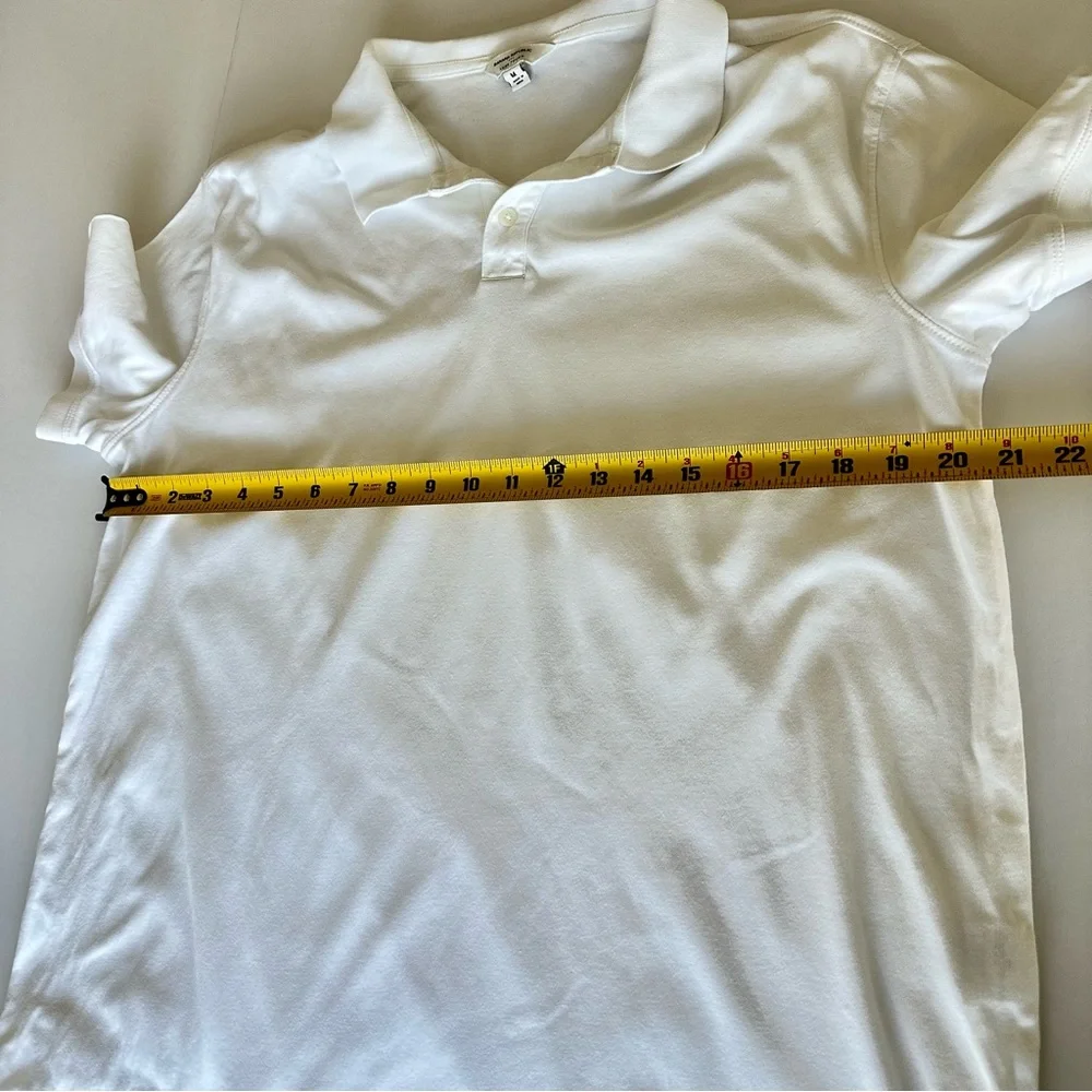 Banana Republic Luxe Touch Mens Classy White Polo Shirt Size Medium Short Sleeve